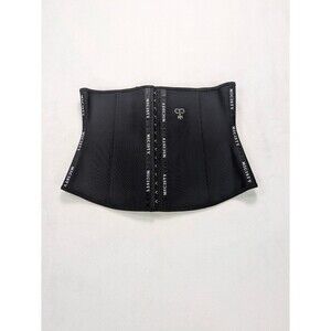 Micisty Black Latex Waist Trainer Cincher Shapewear Rhinestone Logo Size Large